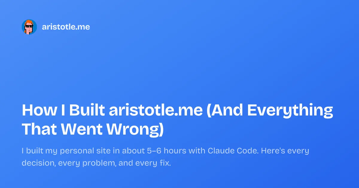 Final version. Gradient background, pixel art avatar, post description, content anchored to the bottom.